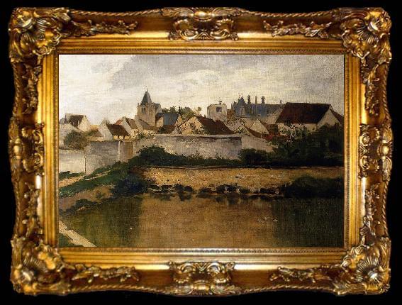 framed  Charles-Francois Daubigny The Village, Auvers-sur-Oise, ta009-2